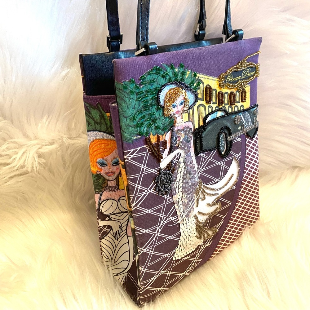 Prezzo Ocean Drive Sequins Bag Tote Purse Purple